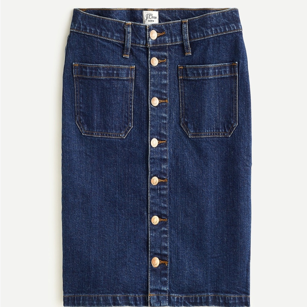 J.Crew Button Front Skirt-Dark Jean Wash- NWT- Size 29